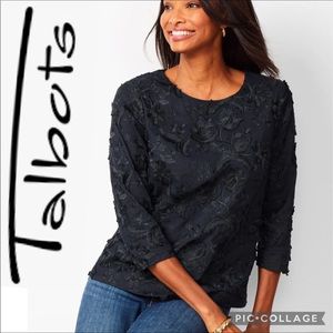 TALBOTS FLORAL EMBROIDERY TOP 
BLACK Size 4